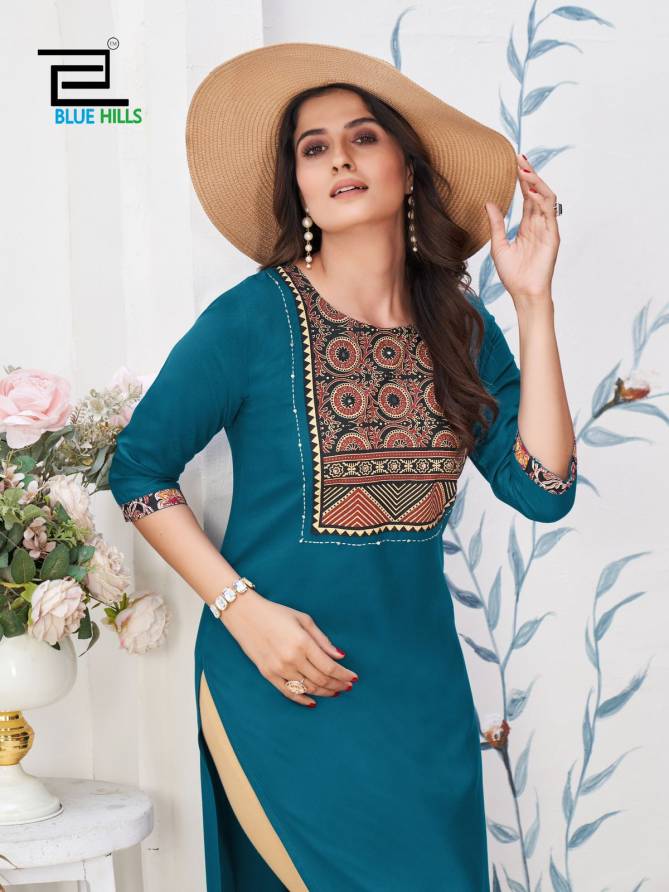 Cadbury By Blue Hills Block Print Rayon Kurtis Wholesale Price In Surat